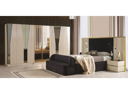 Bedroom set complete room wood bed nightstands furniture wardrobe 5-piece set.