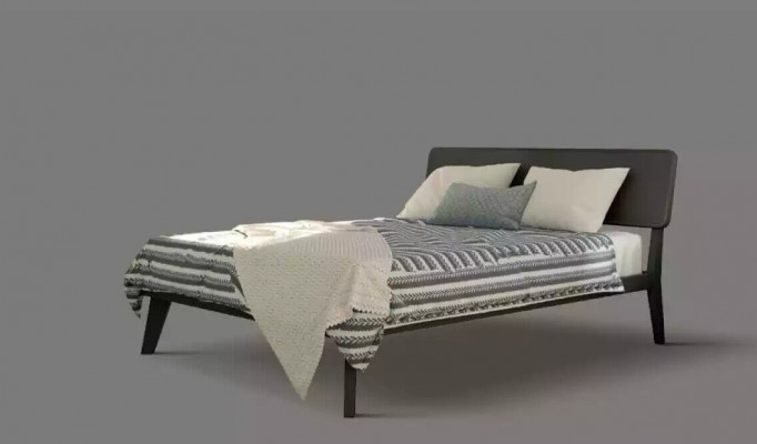 Bedroom set luxury bed 2x nightstands design gray 3-piece dresser