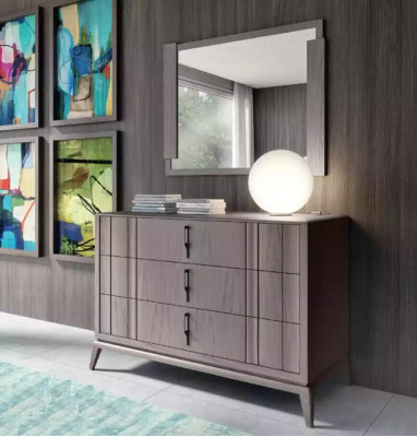 Bedroom set luxury dresser mirror design sideboard brown 2-piece wood