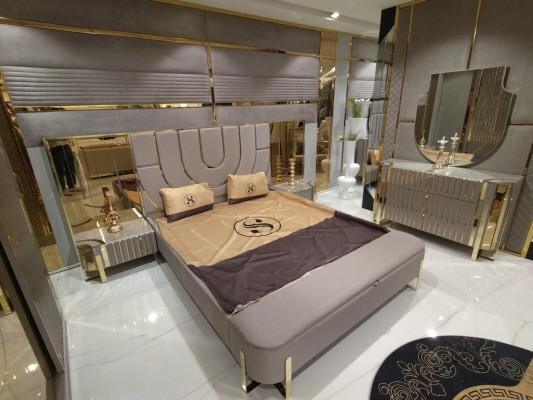 Bedroom Set Luxury Complete Bed 2x Nightstand Wardrobe 4-piece Set