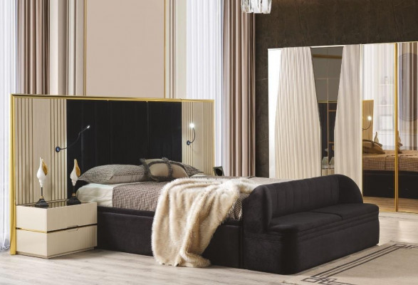 4-piece bedroom set luxurious wood furniture elegant wardrobe bedside table stool