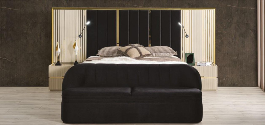 4-piece bedroom set luxurious wood furniture elegant wardrobe bedside table stool