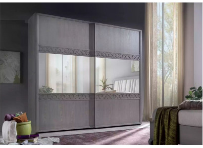 Sliding door wardrobe closet with mirror wood luxury modern