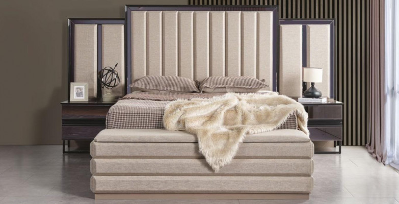 Stylish bedroom set bed and 2x nightstands new luxury wooden furniture
