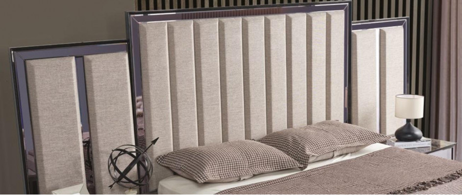 Stylish bedroom set bed and 2x nightstands new luxury wooden furniture