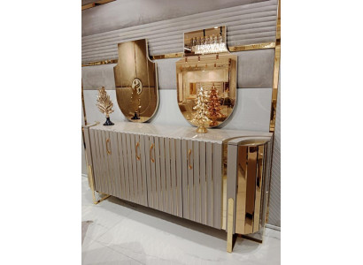 Sideboard with 2x mirror wooden furniture sideboard luxury furniture modern furniture 3-piece set. New