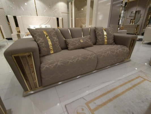 Sofa 3-seater textile wood modern sofa upholstered couch sofas design luxury new sofa