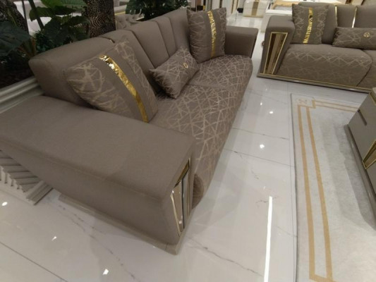 Sofa set 3+1+1 seater textile wood sofa 3 seater modern armchair complete set