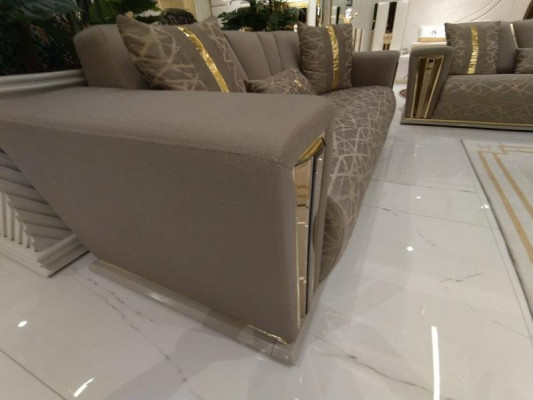 Sofa set 3+1+1 seater textile wood sofa 3 seater modern armchair complete set