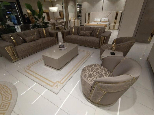 Sofa set 3+3+1+1 seater + coffee table + modern living room wall unit complete new