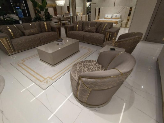 Sofa set 3+3+1+1 Seater Textile Modern Complete Armchair Sofa 3-Seater Luxury