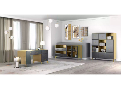 Living room set desk sideboard bookshelf 3-piece table furniture wood