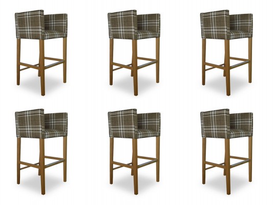 6x Barstool Corner Chair Armchair Chairs Stool Counter Chair Upholstered Set Caro