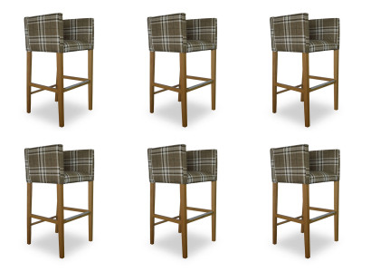 6x Barstool Corner Chair Armchair Chairs Stool Counter Chair Upholstered Set Caro