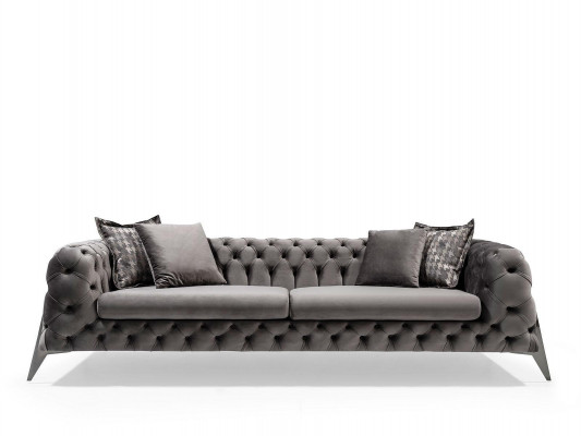 Designer grey 4-seater sofa luxury four-seater upholstered furniture couches