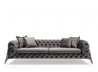 Designer grey 4-seater sofa luxury four-seater upholstered furniture couches