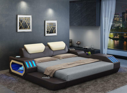 Luxury design bed frame bed leather beds USB luxury double hotel upholstered bed