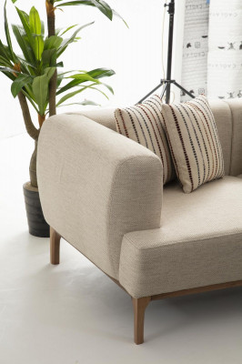 Three-seater sofa, 3-seater sofas, beige fabric, modern living room, luxury, new.