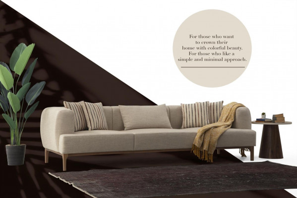 Three-seater sofa, 3-seater sofas, beige fabric, modern living room, luxury, new.