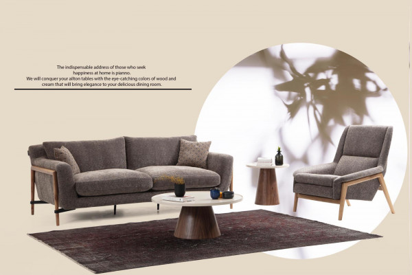 Three-seater sofa, 3-seater fabric, modern sofa design, living room, gray.