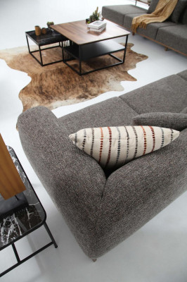 Three-seater Sofa 3-seater Sofas Grey Fabric Living Room Luxury Modern New