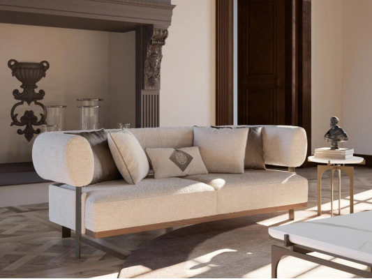 Living Room Modern Design Two-Seater Sofa Textile Upholstered Furniture