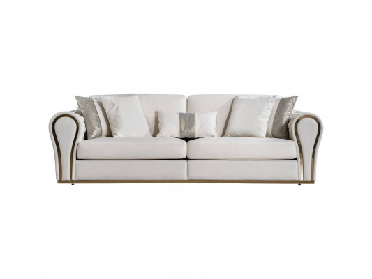 White three-seater designer upholstered sofa luxury 3-seater textile seating furniture
