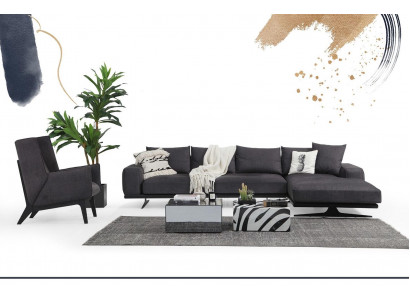 L-shaped corner sofa armchair gray modern fabric sofa for living room.