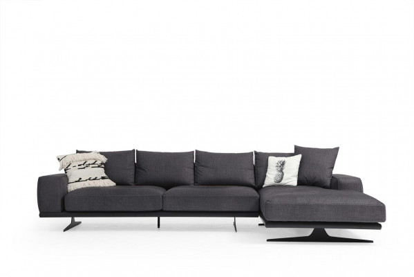 L-shaped corner sofa armchair gray modern fabric sofa for living room.