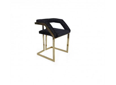 Black stainless steel chair with upholstery cover, designer bar furniture, upholstered chair.