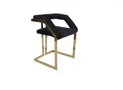 Black stainless steel chair with upholstery cover, designer bar furniture, upholstered chair.