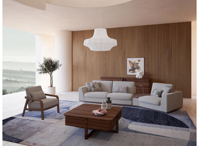 Upholstered furniture sofa couch three-seater living room design armchair wood textile