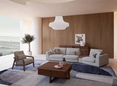Upholstered furniture sofa couch three-seater living room design armchair wood textile