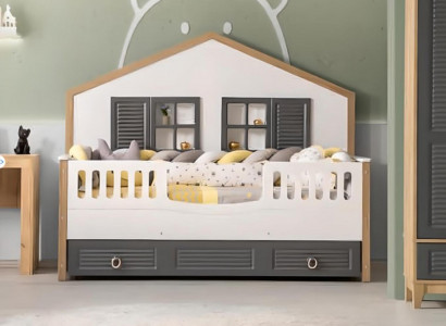 Bed Frame Perfect Children's Bed Kids' Room Bed Frames Gray Wood