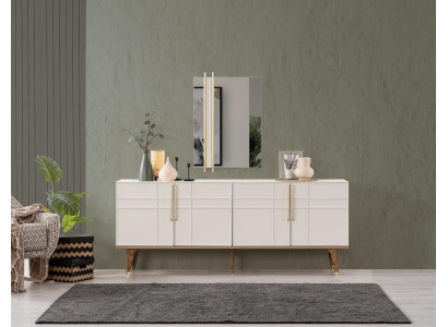 Sideboard Set with Mirror Dressers Dining Room Wood White