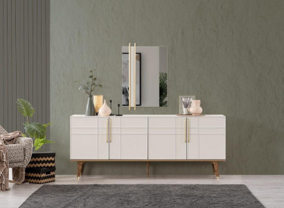 Sideboard Set with Mirror Dressers Dining Room Wood White