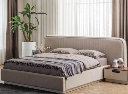 Stylish bedroom furniture designer upholstered double bed 2x nightstands