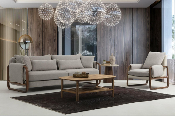 Sofa set 21 seater armchair two-seater modern fabric gray set design