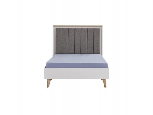 Bed frame children's room children's bed 100 cm youth bed wood gray fabric