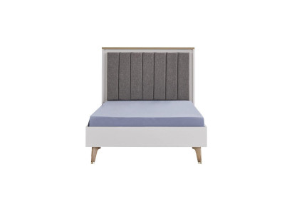 Bed frame children's room children's bed 100 cm youth bed wood gray fabric