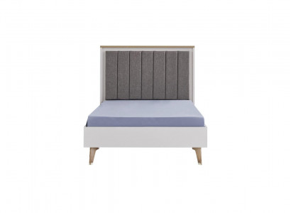 Bed frame children's room children's bed 100 cm youth bed wood gray fabric