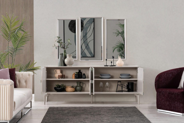Extendable Dining Table Modern Dining Room Set 9-piece Gray Wood