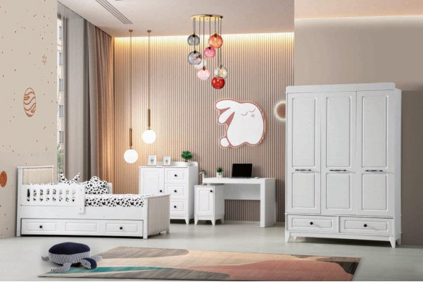 Modern complete youth room luxury children's room set 4-piece white color new removal