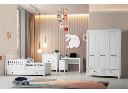 Modern complete youth room luxury children's room set 4-piece white color new removal