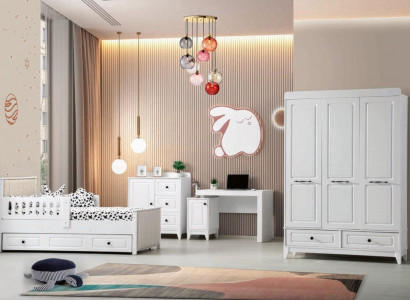 Modern complete youth room luxury children's room set 4-piece white color new removal