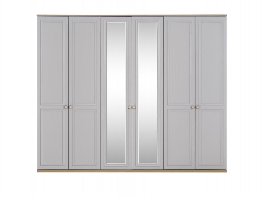 Bedroom wardrobe, wardrobe, cabinet, grey wood, mirror, 6 doors