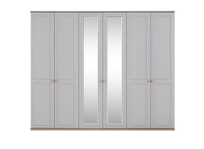 Bedroom wardrobe, wardrobe, cabinet, grey wood, mirror, 6 doors