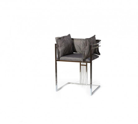 Gray stainless steel chair modern upholstered dining chair bar stool