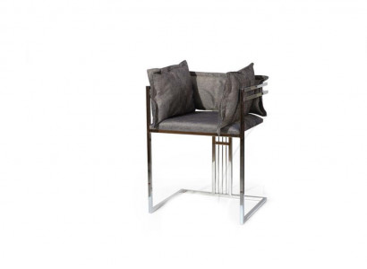 Gray stainless steel chair modern upholstered dining chair bar stool