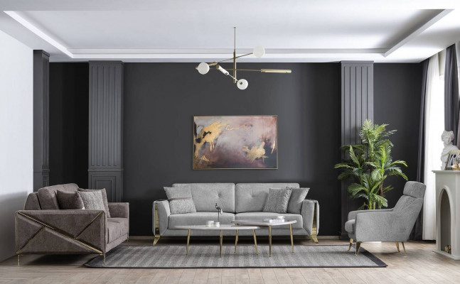 Living room set 331-seater 2x coffee tables modern furniture design luxury